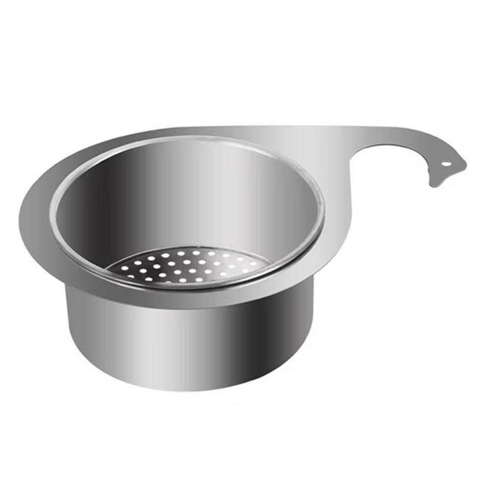 

22.5 x 10 x 6cm Kitchen Sink Swan Drainer Stainless Steel Hanging Basket Dry Wet Separation Rack (No FDA) A