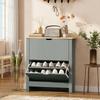 Shoe Cabinet with 2 Flip-Down Compartments, Adjustable Divider for 8-12 Pairs of Shoes, 72 X 26 X 80 Cm, Light Grey