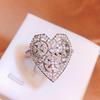 Anillo de Zirconia AAAA con Forma de Corazón Moda Anillo Hueco con Forma de Corazón Joyería Simple de Boda Nupcial Regalo de Cumpleaños Anillos de Compromiso