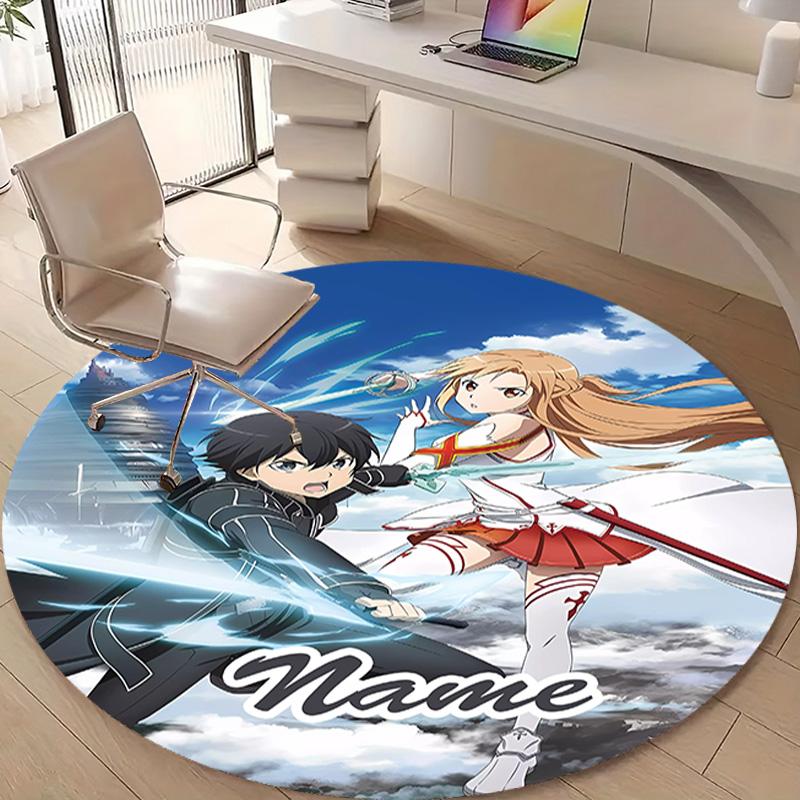 Personalized S-Sword Art Online Round Chair Office Rug - Perfect for Mat, Office Chair & More - Ideal Gift for Birthdays and Holidays