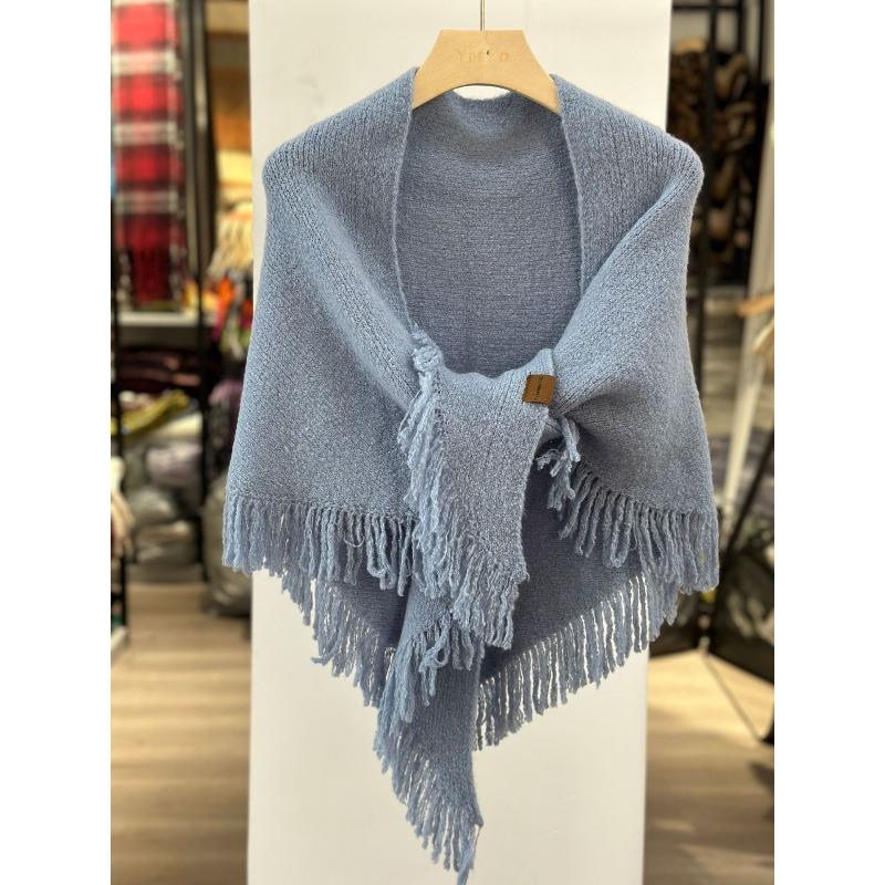 Autumn and Winter High-end Korean Versatile Fringes Thickened and Warm with Triangle Scarves, Knitted Wool Scarves, Shawls