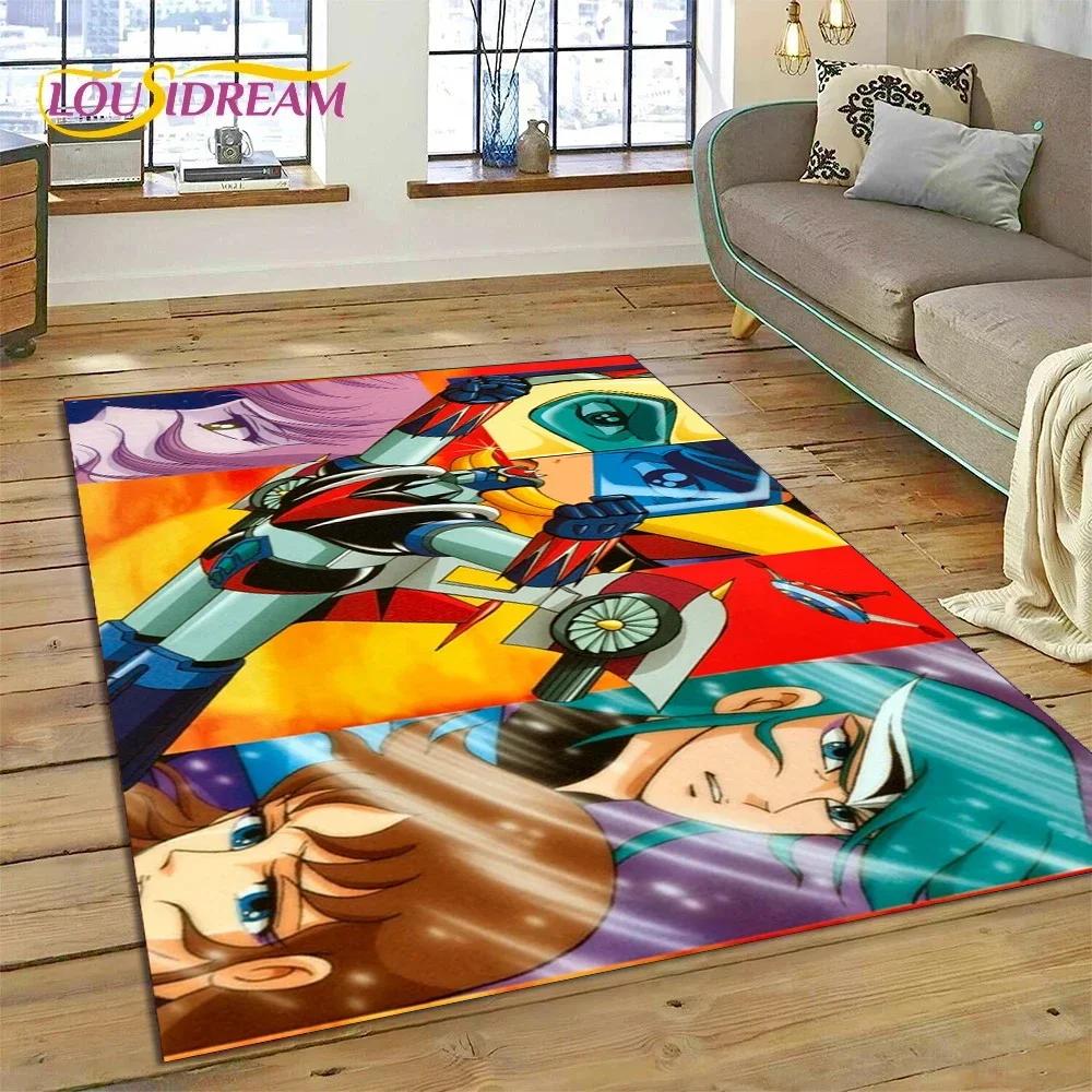 Tappeto Moquette 3D Cartone Animato UFO Robot Grendizer Anime per Camera da Letto Soggiorno Decorazione Casa Divano, Tappetino da Gioco Grande Decorativo per Bambini