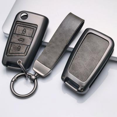 Zinc Alloy Leather Keychain Key Cover Case For Seat Leon 5F Rapid Octavia A7 Shell For Vw Tiguan T-Roc T-Cross For Seat Ateca Fr