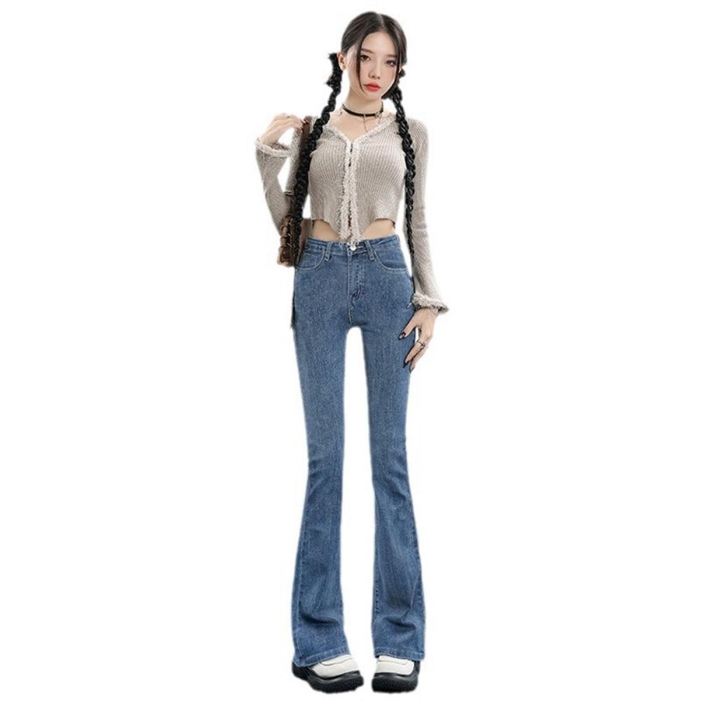 Retro Versatile Horn Small Man 2025 Autumn and Winter New Fashion Elastic Slim High Waist Skinny Jeans