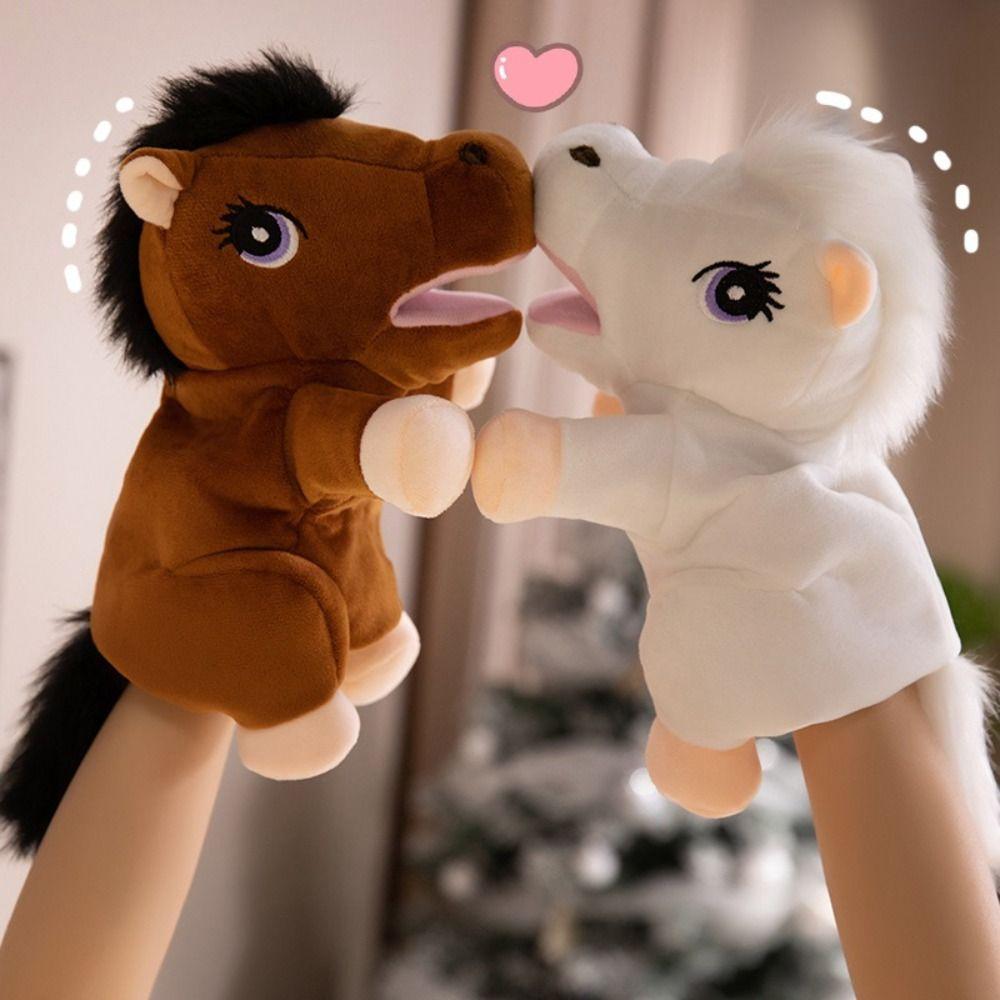 Storytelling Stuffed Plush Horse Toys Simulation Hand Finger Story Puppet Parent-child