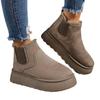 Thick-Soled Flannel Snow Boots with Elastic Band: Solid Color, Casual, and Comfortable