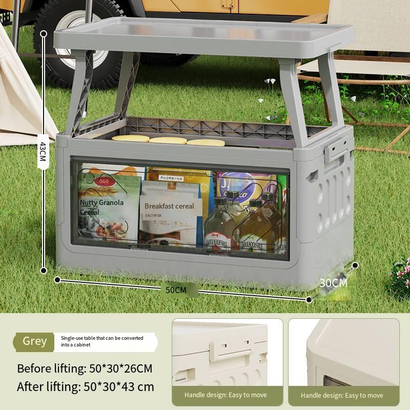 

Foldable 2-in-1 Camping Storage Table | NatureCamp | Cream White, 50×30cm, Portable | NC-CT01 серый