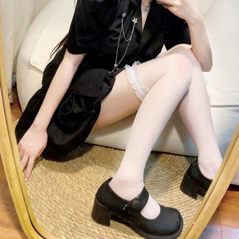 Japanese Lace Over-the-Knee Stockings – Sexy, Transparent, Black & White One Size белый