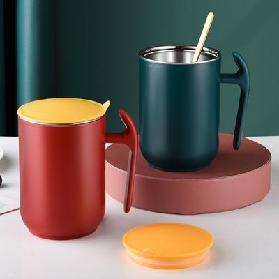 304 Edelstahlbecher mit Deckel Paar Wasserbecher Haushaltsteetasse Kaffeetasse mit großer Kapazität Doppelte Frühstückstasse