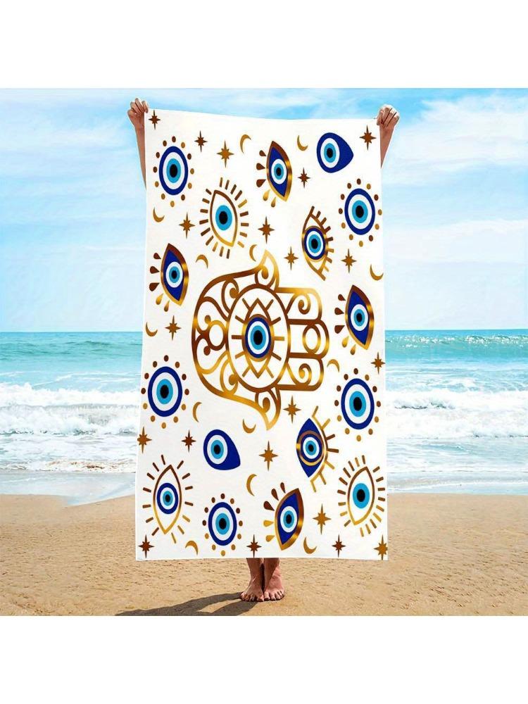 

1pc Quick-Dry Microfiber Beach & Pool Towel Suitable for s & - Soft Compact Eye & Hand Symbol Design, for Swimming, Bathing, Spa W40*H60(CM)
