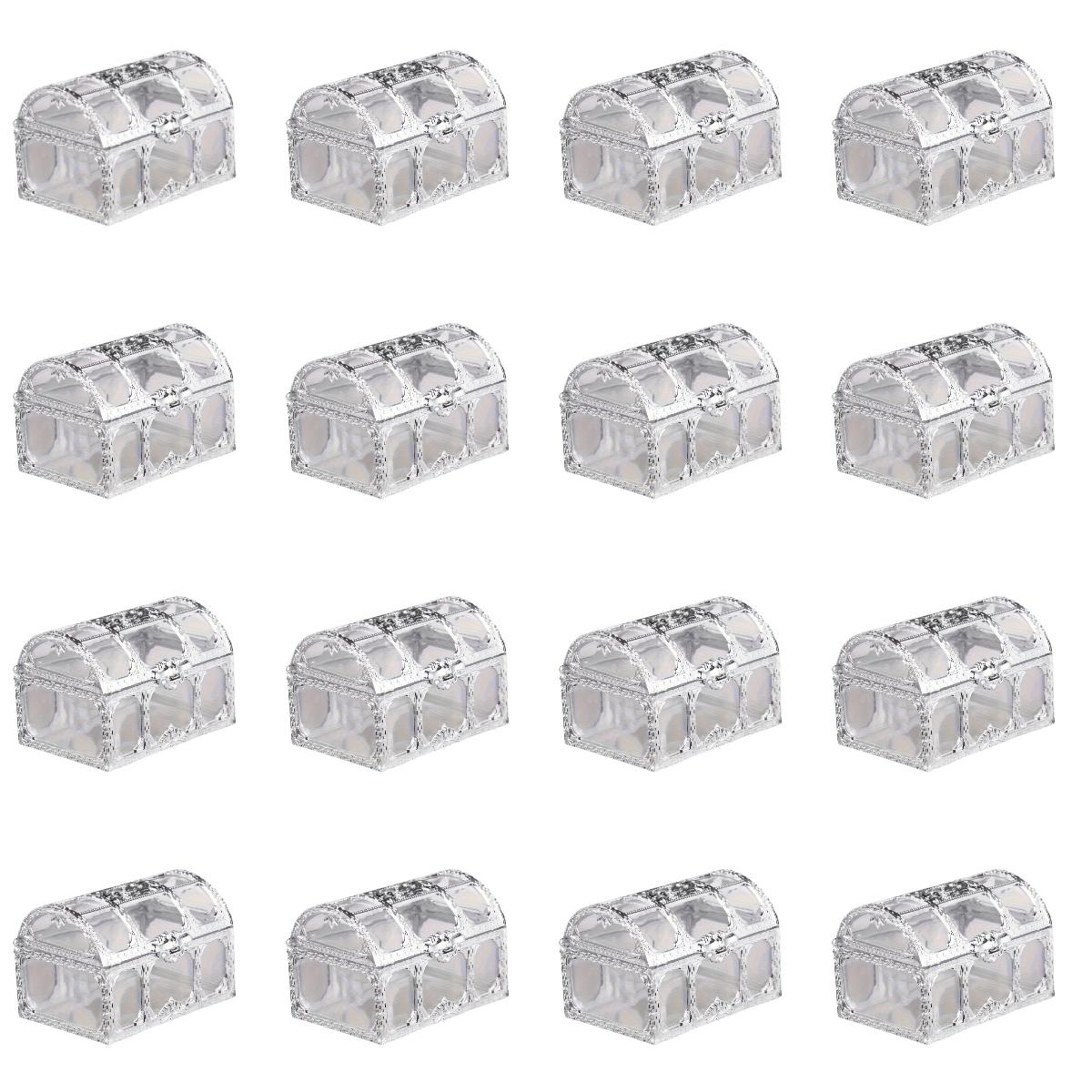 

16pcs Elegant Clear Plastic Treasure Boxes with Latch Gift Display Storage for Weddings Birthdays Anniversaries Decorative Boxes