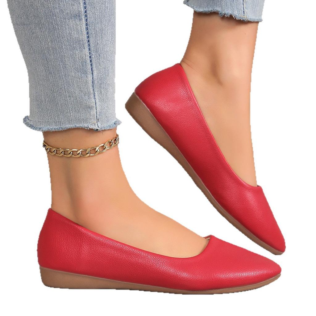 22 trendy four-season casual single shoes solid color flat heel temperament beautiful single shoes