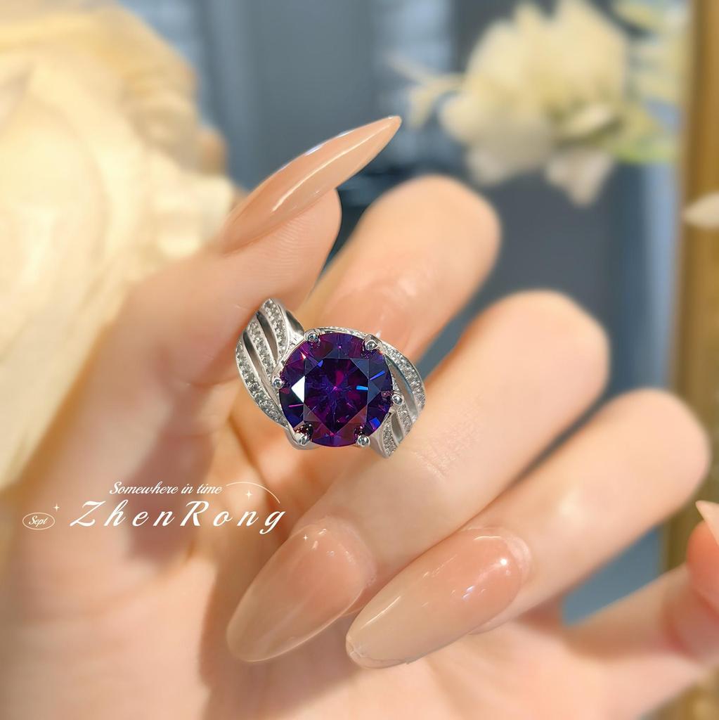 Luxury Women's 5-Carat Mysterious Purple Diamond Ring - Three Lives of Love Collection