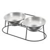 Stainless Steel Floor-Standing Pet Feeder with Double Anti-Fall Bowls for Cats and Dogs