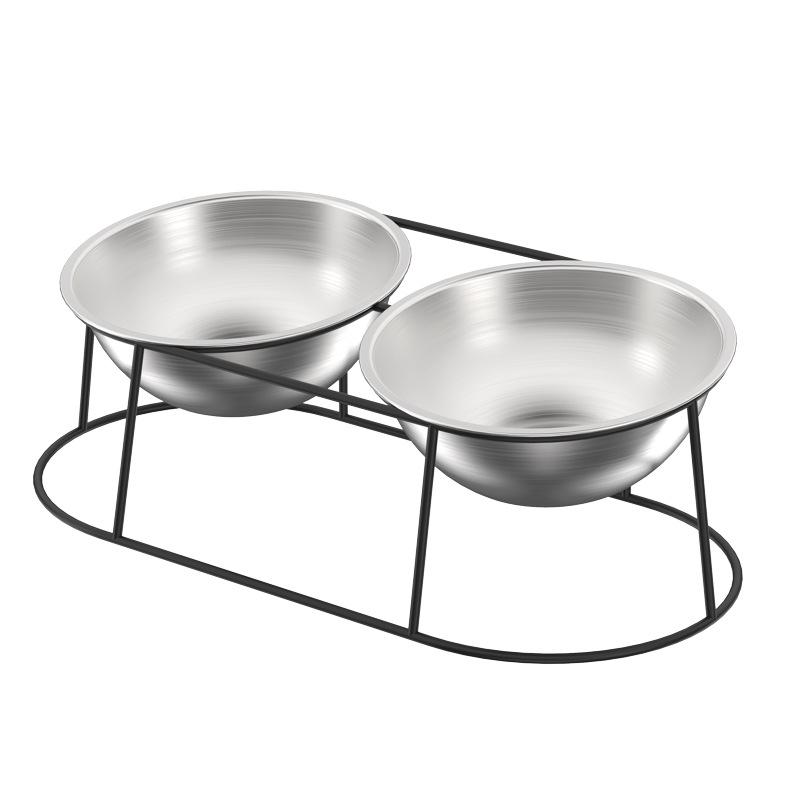 Stainless Steel Floor-Standing Pet Feeder with Double Anti-Fall Bowls for Cats and Dogs