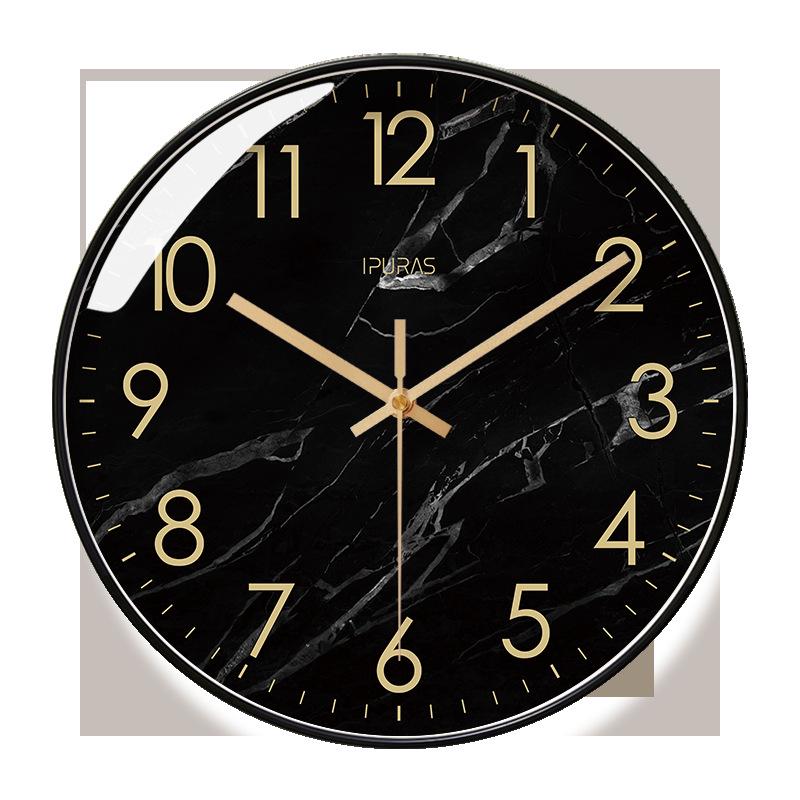 Ultra-Quiet 6278 Quartz Wall Clock with Marble Texture - Nordic Fashion for Living Room