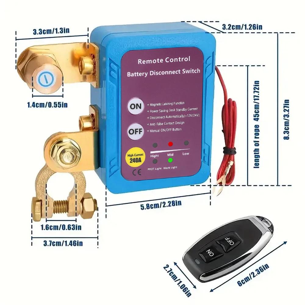 Battery Disconnect Power Switch 12V 240A Shut Off Cut Off Kill Switch With Remote Control Switch For Car Truck