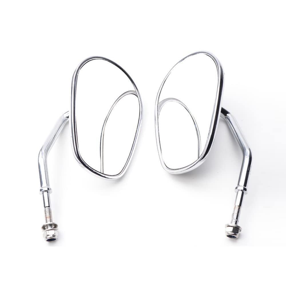 HANSWD Harley Davidson 8mm Chrome Rearview Mirror Left and Right Set (Chrome)