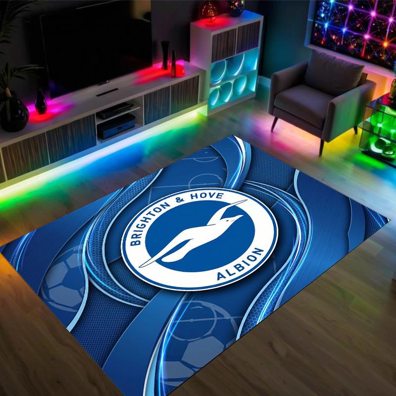 Brighton & Hove Albion Football Design Crystal Velvet Carpet Cozy Non?Slip Printed Rug For Bedroom Living Room Entrance