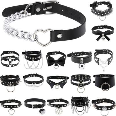 DIEZI Personalized Men Black PU Leather Choker Necklace Gothic Collar Necklace Torques For Women Boho Vintage Party Jewelry