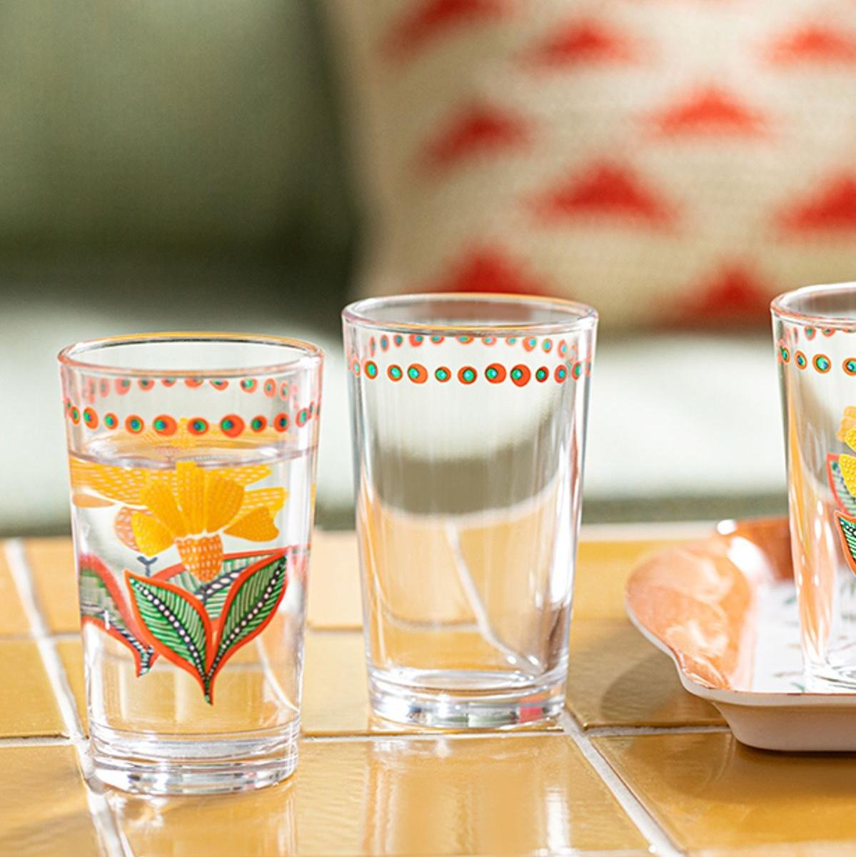 

Exotic Flower Glass 6-Piece Coffee Side Water Glass Pink Orange Standart білий