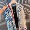 Cotton Ethnic Style Yarn Shawl Long Square Hijab Scarf Sweet Big Pattern Headscarf  Vacation