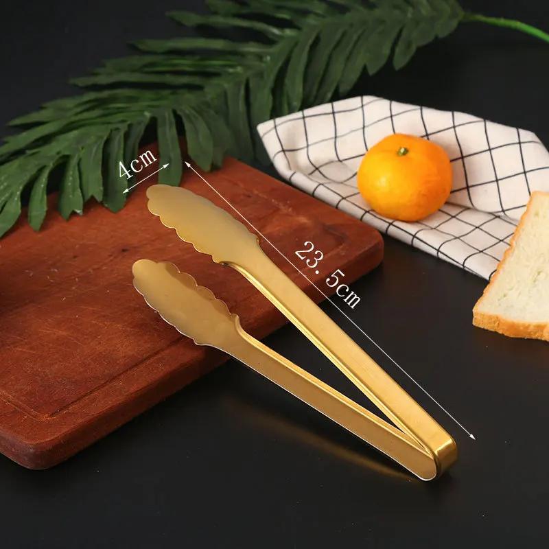 10-Styles Gold BBQ Food Tongs Stainless Steel Food Clip Cake Bread Grill Clamp Sugar Clip Ice Clip Utensils Kitchen Accessories