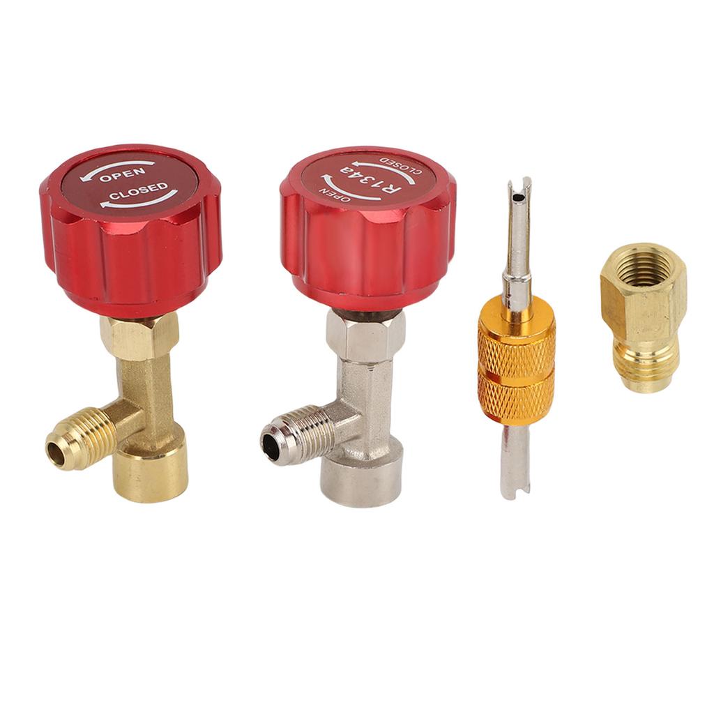 R134a Can Tap Kit Refrigerant Dispenser with Valve Core Remover for Coolant Recharging Car Truck SUV Vehicle Red
