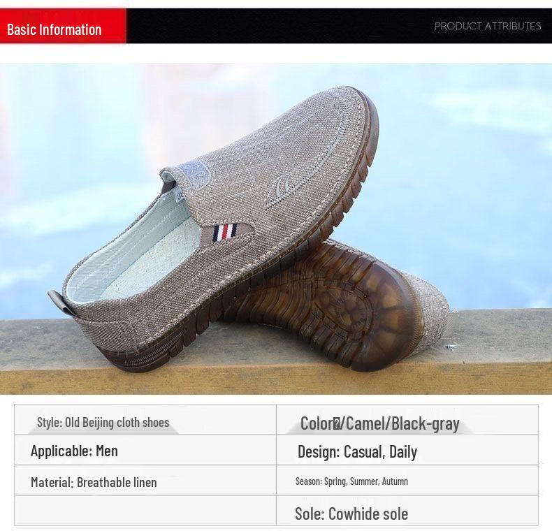 Douyin Men's Casual Linen Canvas Shoes - Soft Sole, Breathable Old Beijing Cloth Style