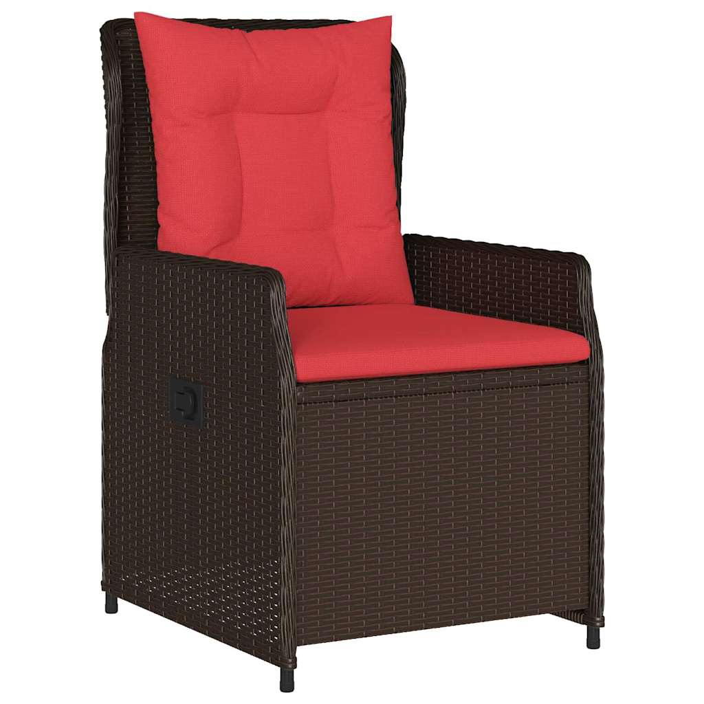 Garden Dining Set with Cushions 5 Pcs Brown Poly Rattan