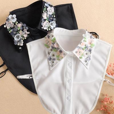 Pailletten Damen Abnehmbare Kragen Weiß Neu Damen Krawatte Schwarz Falscher Kragen Hemd Damen Perlenstickerei Abnehmbar Nep Kragen