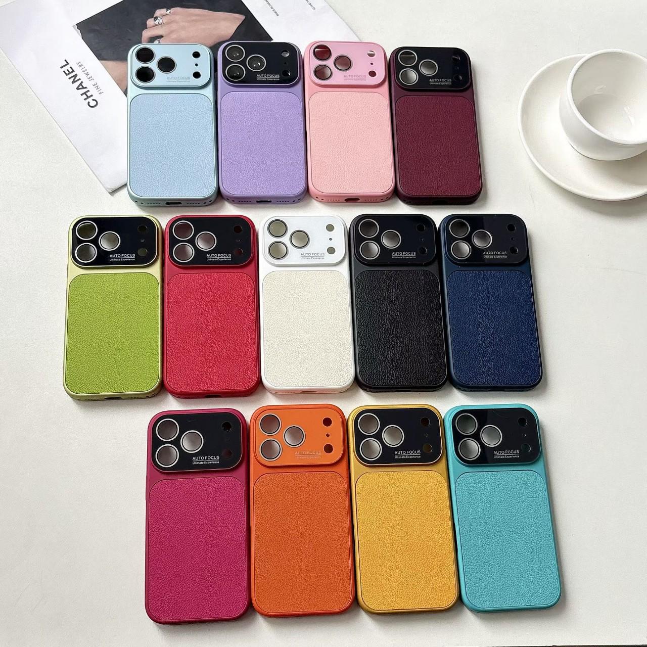 

17-Window Leather Texture Lens Cover: Full Coverage, Drop-Proof Matte Protective Case for Apple 16pm. iPhone 16 Pro