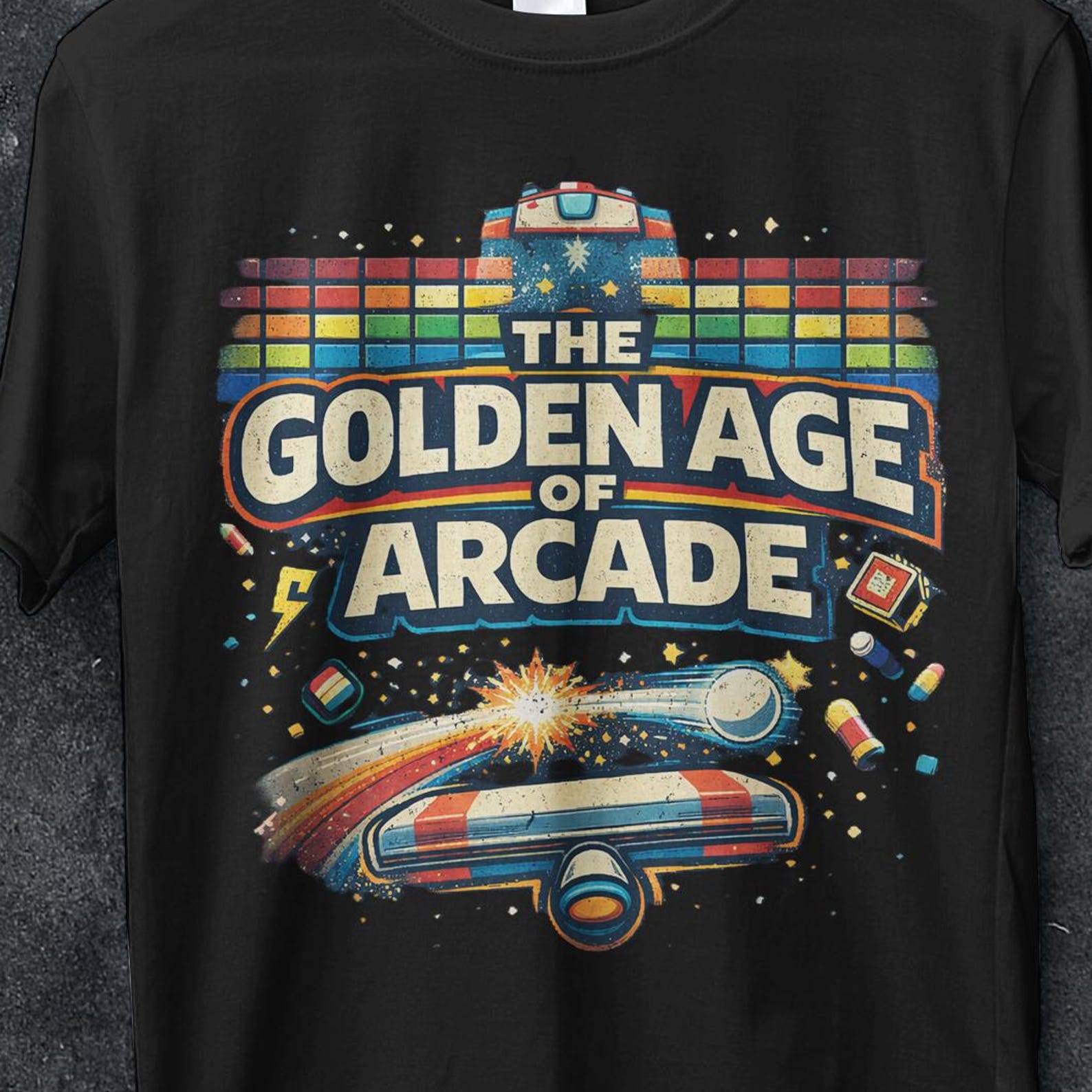 Retro arcade t shirt, donky kong, vintage, insert coin cube, vintage games, gamer gifts, retro gaming, arcade machine, vaporwave gamer shirt M