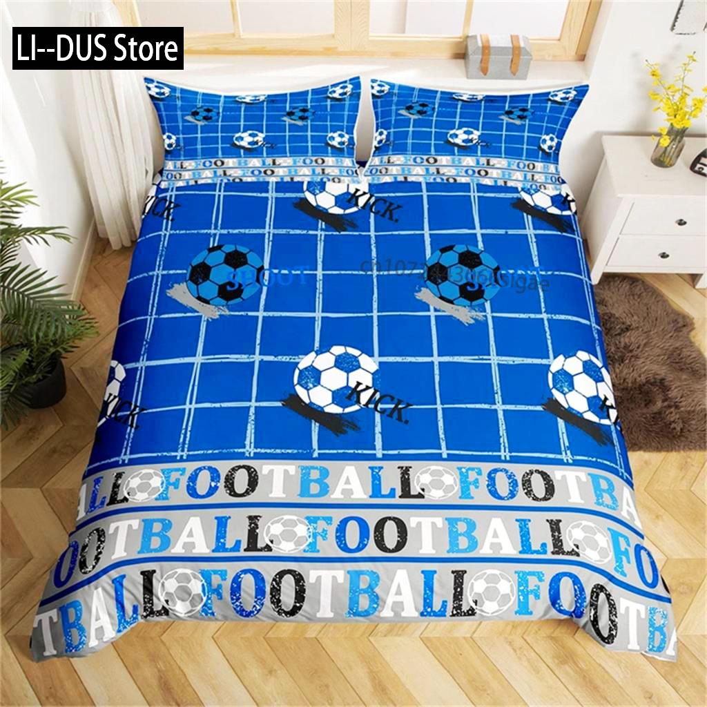 

Bedding Set Microfiber Sport Theme Bedspread Cover Soccer Field Duvet Cover Double Or Single Football Comforter Cover Bedroom 135x200cm