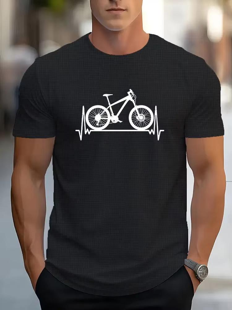 

Stylish Bicycle Pattern Print Men s Comfy Chic T-shirt Graphic Tee Men s Summer Outdoor Clothes Men s Tops for Men T Shirts S