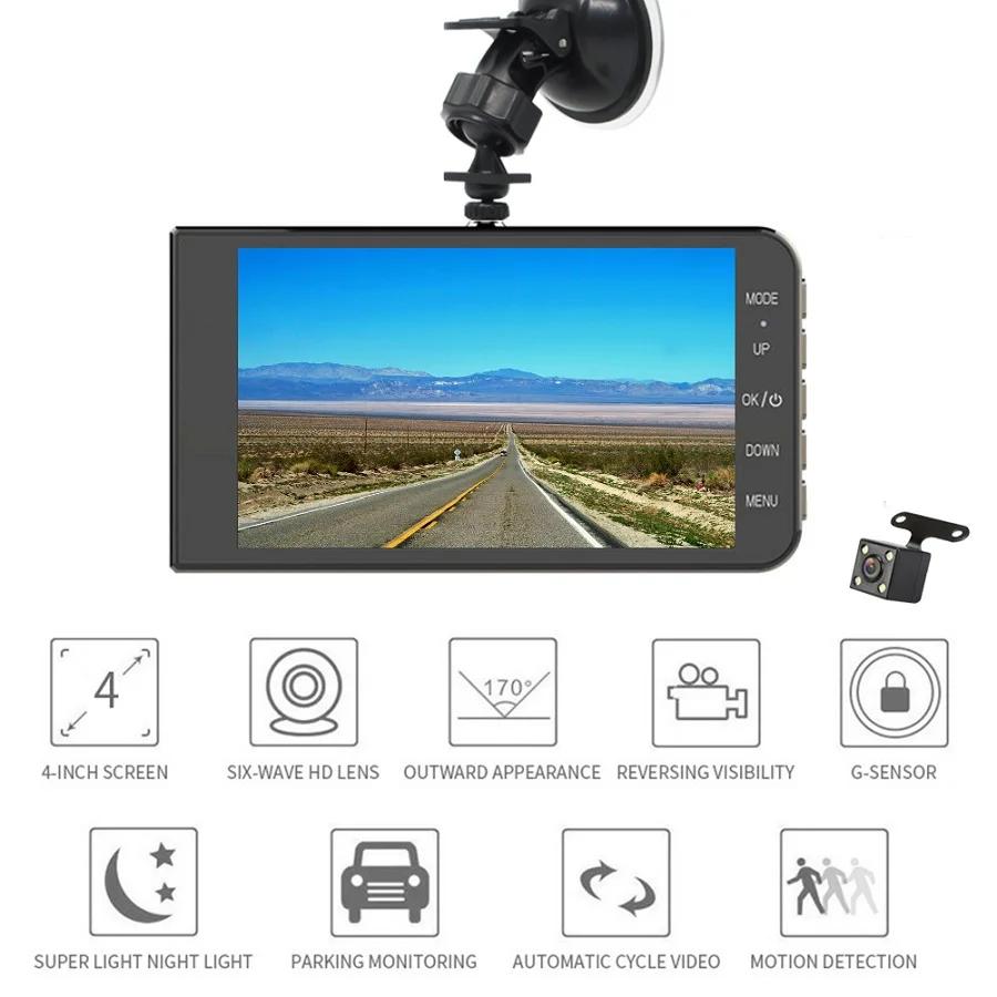 4-inch Dashcam, Dual-lens Touchscreen, 1080P HD Night Vision Car DVR