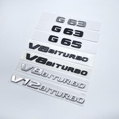 2017 flache Buchstaben G63 G65 V8 Biturbo V12 Biturbo Emblem für Mercedes Benz AMG W463 Auto Seitenfender Kofferraum Typenschild Logo Aufkleber