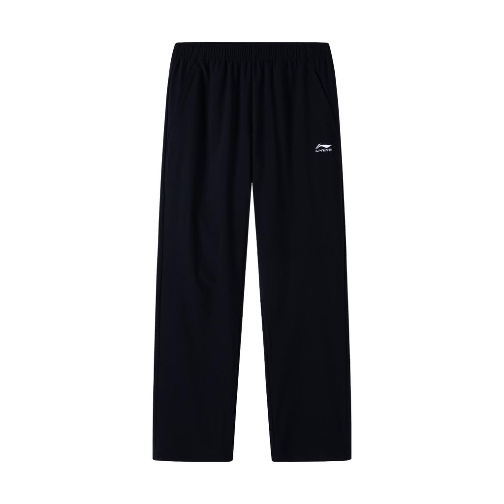 Li-Ning Solid Color Embroidered Logo Comfortable Versatile Casual Sports Pants Men bottoms Black AYKW829-1