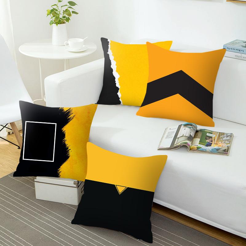 Home Decor Yellow Geometric Pattern Decorative Pillowcase    Sofa Cushion Cover