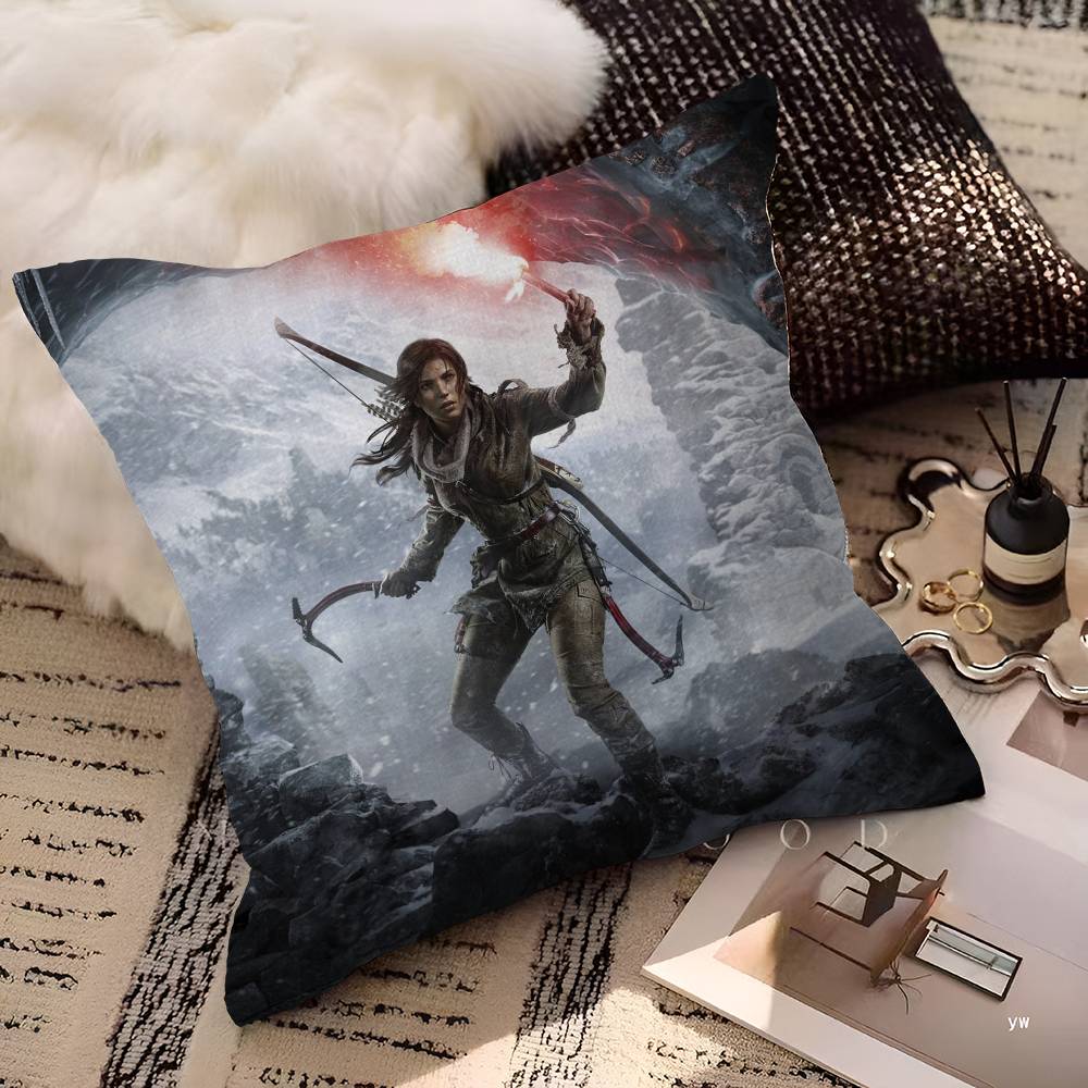 Lara Croft Tomb Raider Immagine Personalizzata Testo Cuscini Decorativi per la Casa Regali per la Casa 45x45cm