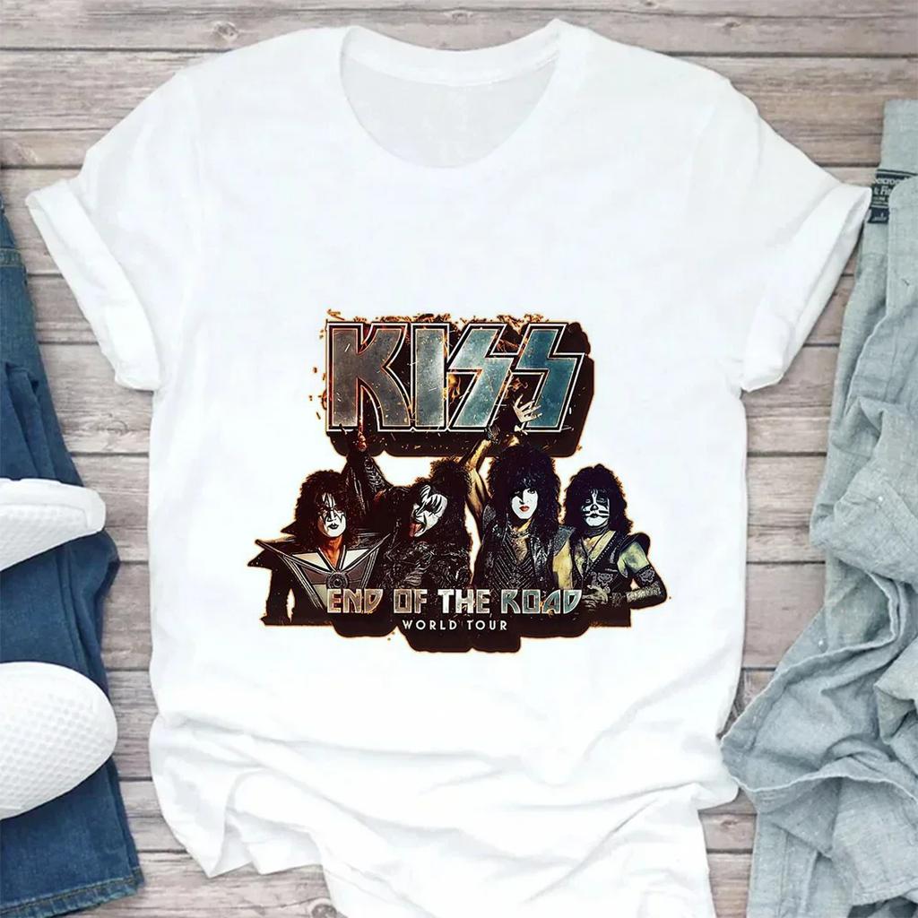 Sturmtruppler Fans Kuss Rockband Streetwear Weiß Mode Damen T-Shirts Harajuku Kleidung Kurzarm Sommer Damen Tops O-Ausschnitt