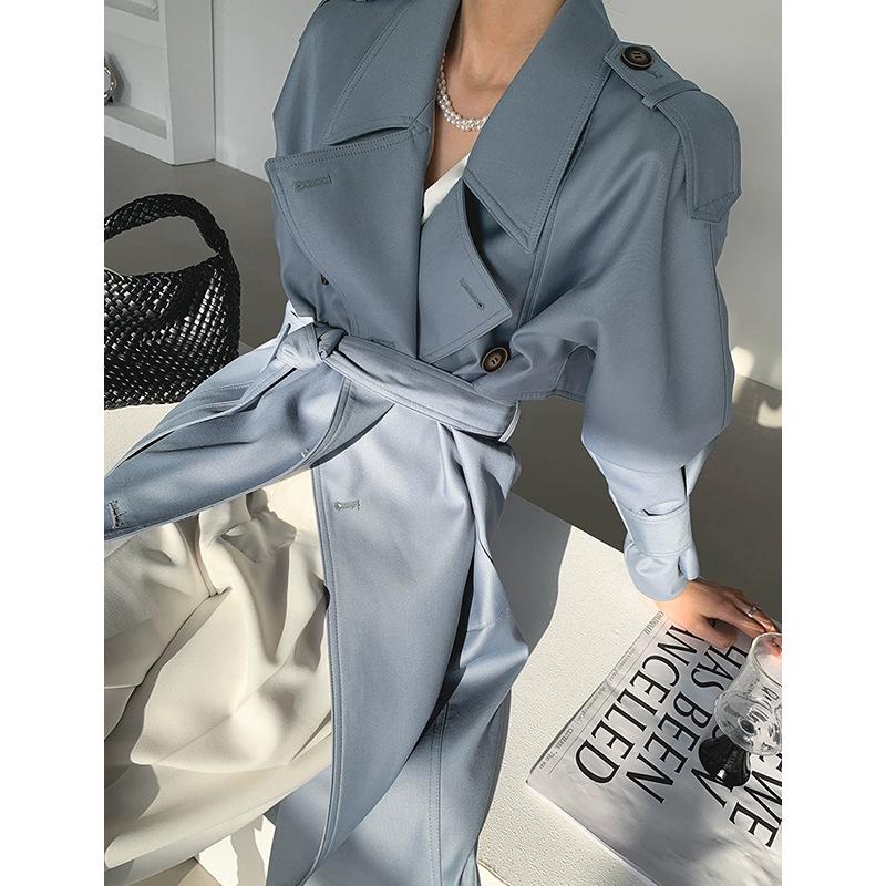 Rongtai Retro British Double-Breasted Tie-Waist Trench Coat for Women - 2025 Spring Collection