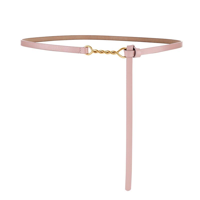 Genuine Leather Womens Slim Belt With Metal Buckle For Office And Casual Wear