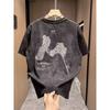 Foreign Trade Surplus American Retro Tie-Dye Short-Sleeve T-Shirt for Men, Summer Loose Casual Versatile Round-Neck Pure Cotton Top