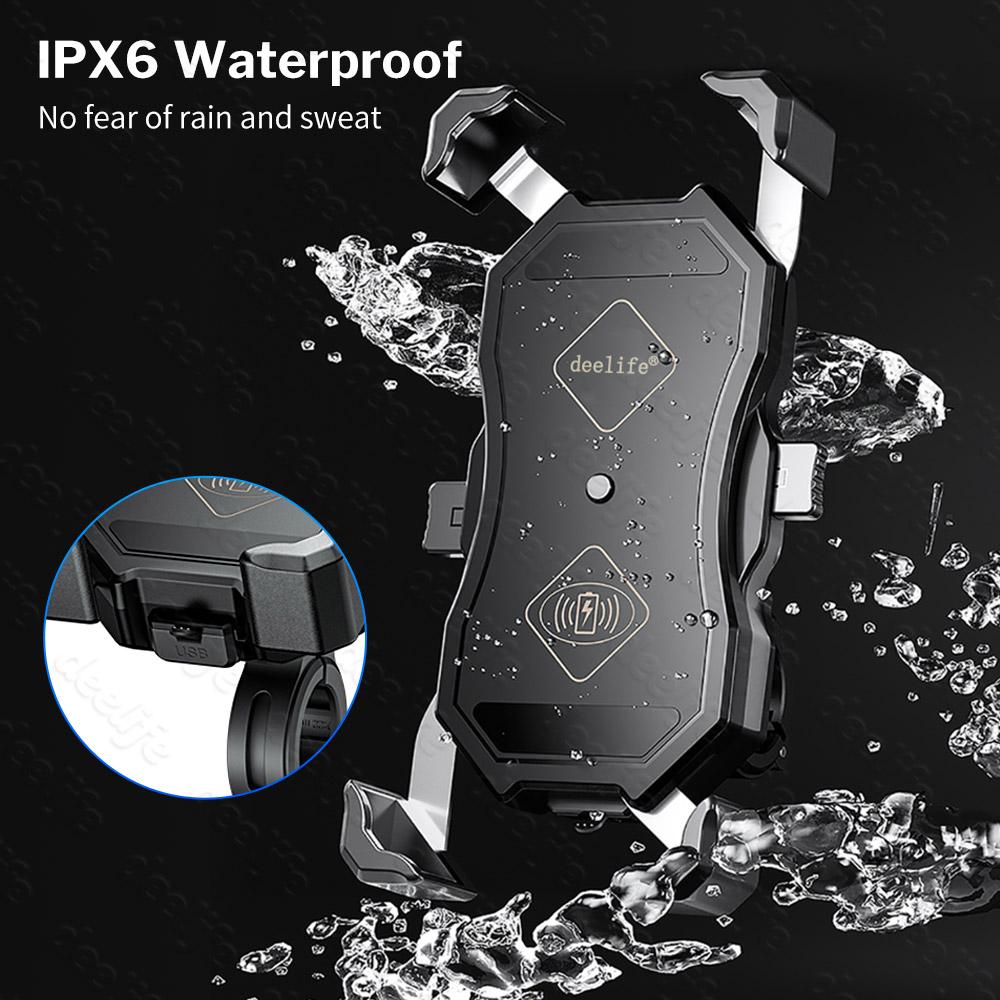 Suport pentru telefon pentru motociclete cu încărcător USB/wireless Suport pentru telefon mobil impermeabil pentru motociclete