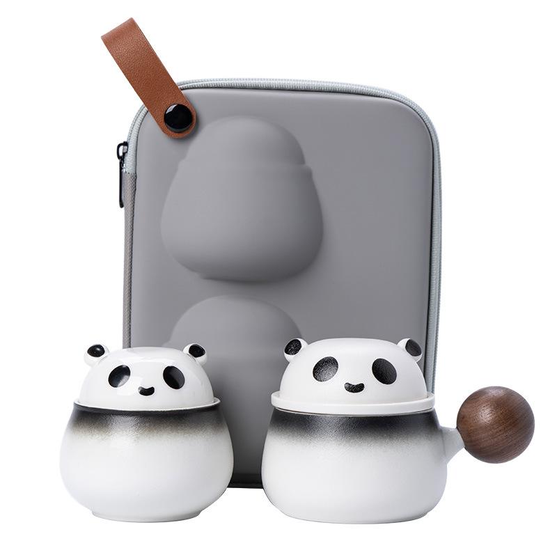 Cultural and Creative Panda, Mutton Fat, Jade Porcelain, Portable Travel Tea Set, Coffee Cup, Coffee Cup, Modern Light Luxury, Business High-end Gifts