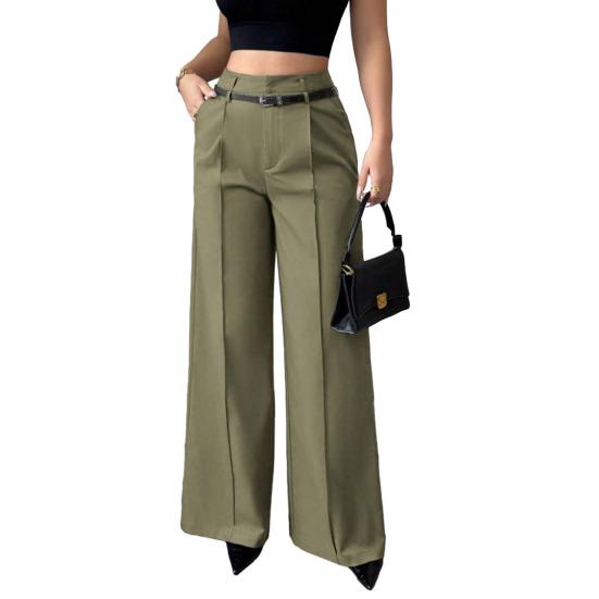 

Штани з високою талією, зручні, дихаючі, вузькі, прямі, універсальні, модні, для повсякденного носіння, на відпочинок, подорожі, роботу, школу S армія зелений колір