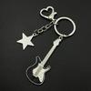 Fashion Star Guitar Keychain Decorations Simple Car Keyring Hanging Ornament