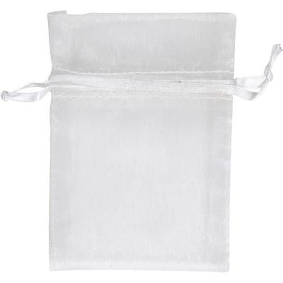 Organza Gift Bags - White - 10 Pcs - Transparent - With Ribbon - Mixed