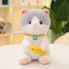 Stuffed Eating Fish Cat Plush Toy Bell Collar Little Cat Plush Toy Little Cat Plush Doll  Children